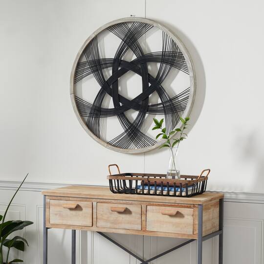 Black Wood Modern Wall Decor, 34" x 34" x 1"